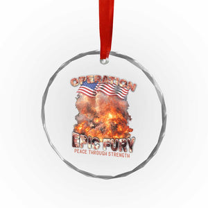 Operation Epic Fury Peace Through Strength Crystal Glass Ornament Patriotic Explosion America Power TS02 Print Your Wear