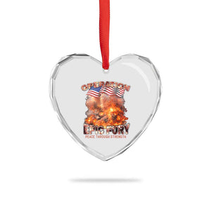 Operation Epic Fury Peace Through Strength Heart Crystal Glass Ornament Patriotic Explosion America Power TS02 Print Your Wear