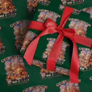 Operation Epic Fury Peace Through Strength Wrapping Paper Roll Patriotic Explosion America Power TS02 Green Print Your Wear
