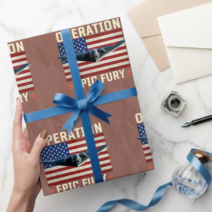 Operation Epic Fury Stealth Bomber American Flag Wrapping Paper Roll Powerful B2 Spirit USA Military Pride TS02 Mocha Print Your Wear