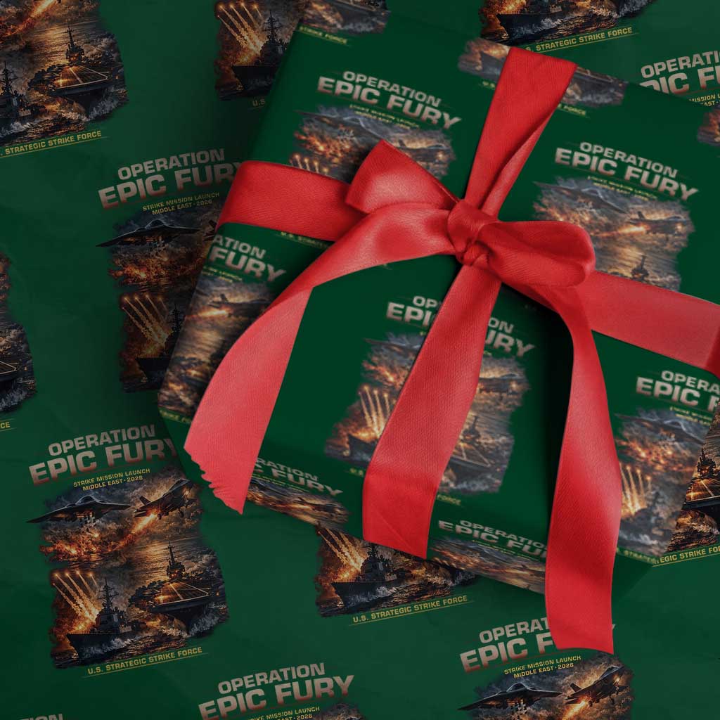 Operation Epic Fury Strike Mission 2026 Graphic Wrapping Paper Roll U.S. Strategic Strike Force Military Action TS02 Green Print Your Wear
