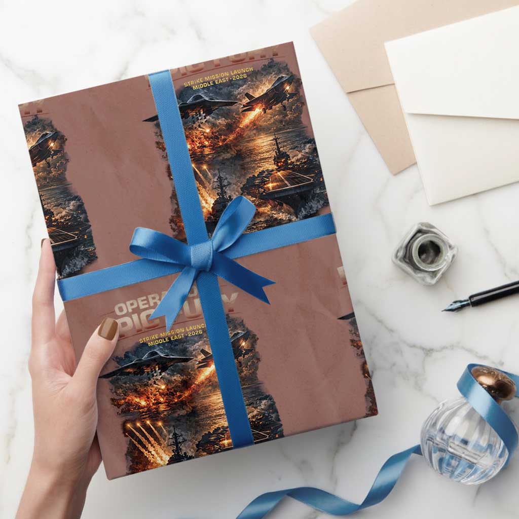 Operation Epic Fury Strike Mission 2026 Graphic Wrapping Paper Roll U.S. Strategic Strike Force Military Action TS02 Mocha Print Your Wear