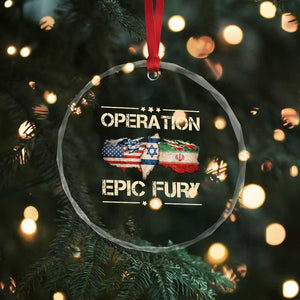 Operation Epic Fury USA Israel Crystal Glass Ornament Patriotic Military Peace Through Strength TS02 Print Your Wear