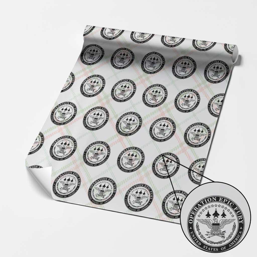 Operation Epic Fury USA Military Seal Wrapping Paper Roll Patriotic Air Power Aviation Tribute TS02 Christmas Plaid Print Your Wear