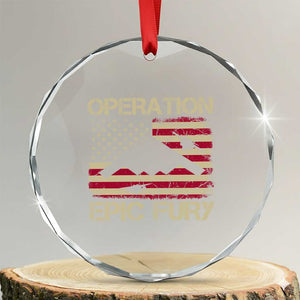 Operation Epic Fury Vintage American Flag Bomber Crystal Glass Ornament B2 Spirit Patriotic Strength TS02 Transparent Glass 3'' Circle Print Your Wear