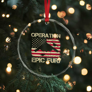 Operation Epic Fury Vintage American Flag Bomber Crystal Glass Ornament B2 Spirit Patriotic Strength TS02 Print Your Wear