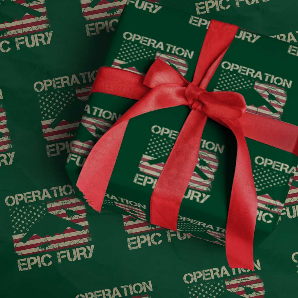 Operation Epic Fury Vintage American Flag Bomber Wrapping Paper Roll B2 Spirit Patriotic Strength TS02 Green Print Your Wear