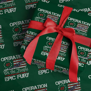 Operation Epic Fury Wrapping Paper Roll Military Bomber Stealth Jet Vintage American Flag TS11 Green Print Your Wear
