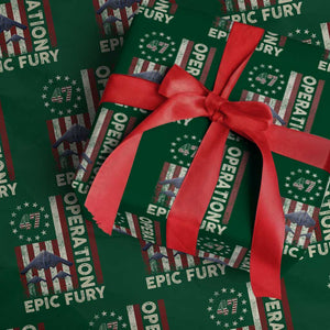 Operation Epic Fury Wrapping Paper Roll Military Tactical Warfare Stealth Jet American Flag TS11 Green Print Your Wear