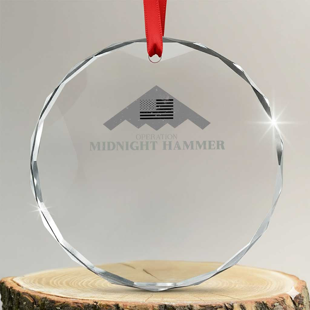Operation Midnight Hammer Crystal Glass Ornament Stealth Patriot TS02 Transparent Glass 3'' Circle Print Your Wear