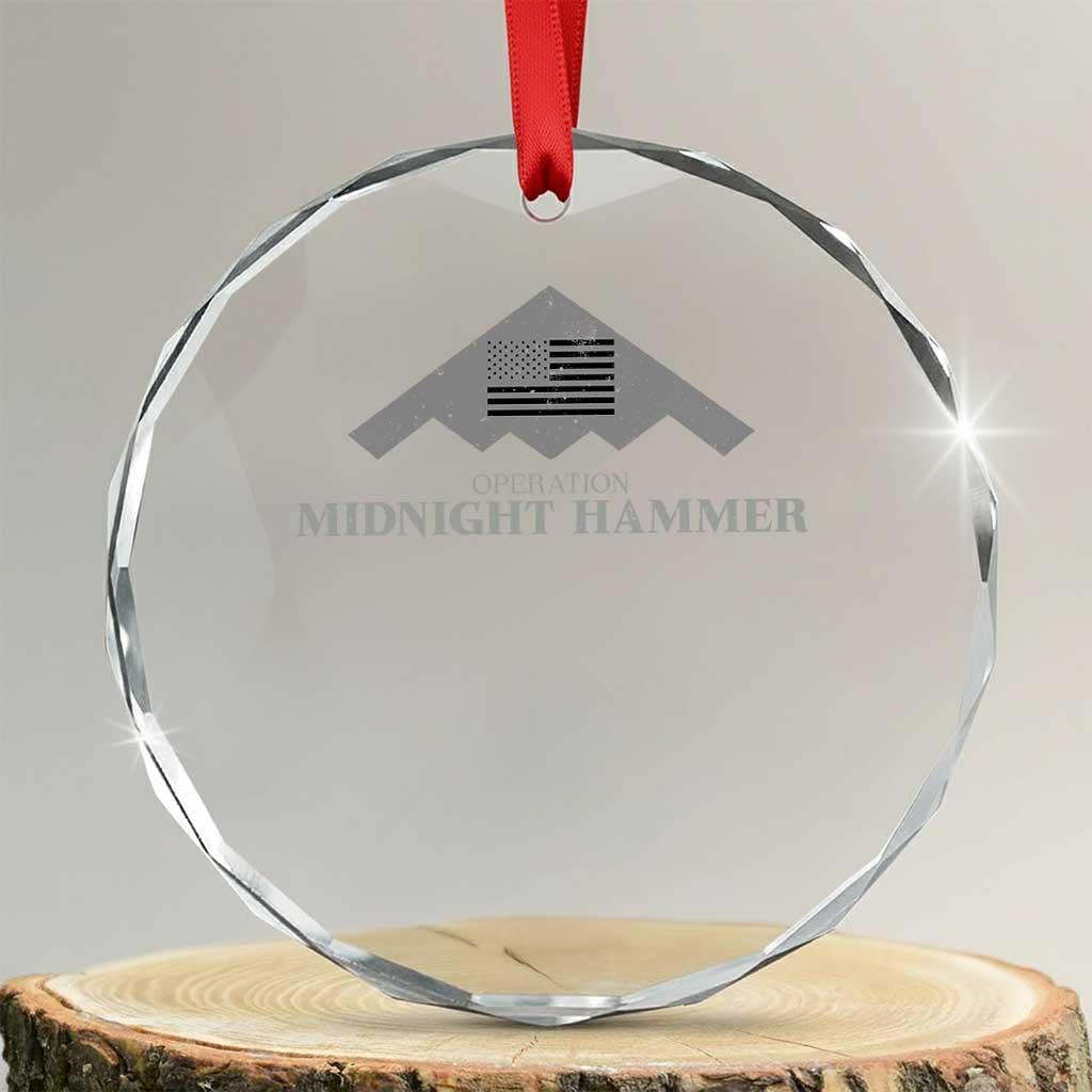 Operation Midnight Hammer Crystal Glass Ornament Stealth Patriot TS02 Transparent Glass 3'' Circle Print Your Wear