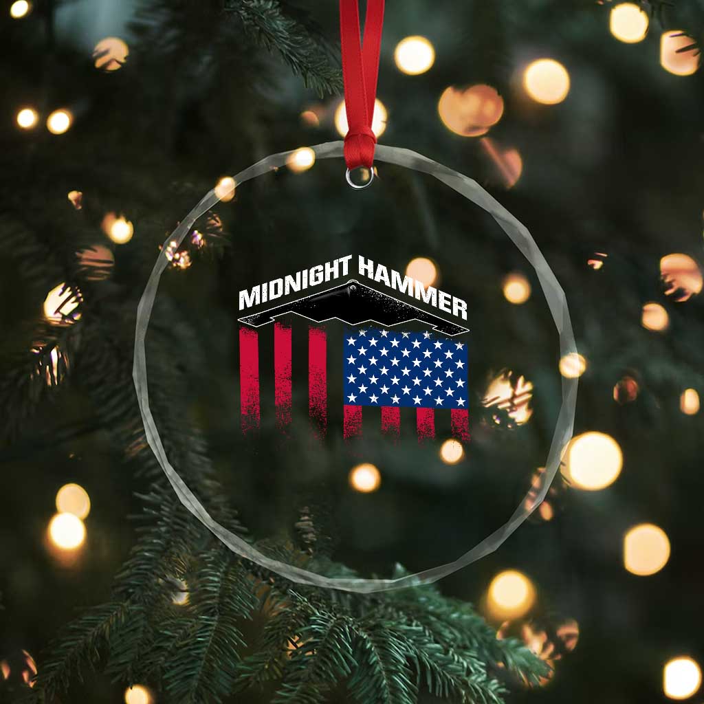 Operation Midnight Hammer Crystal Glass Ornament Tactical Warfare Jets Bombers Military American Flag TS10 Print Your Wear