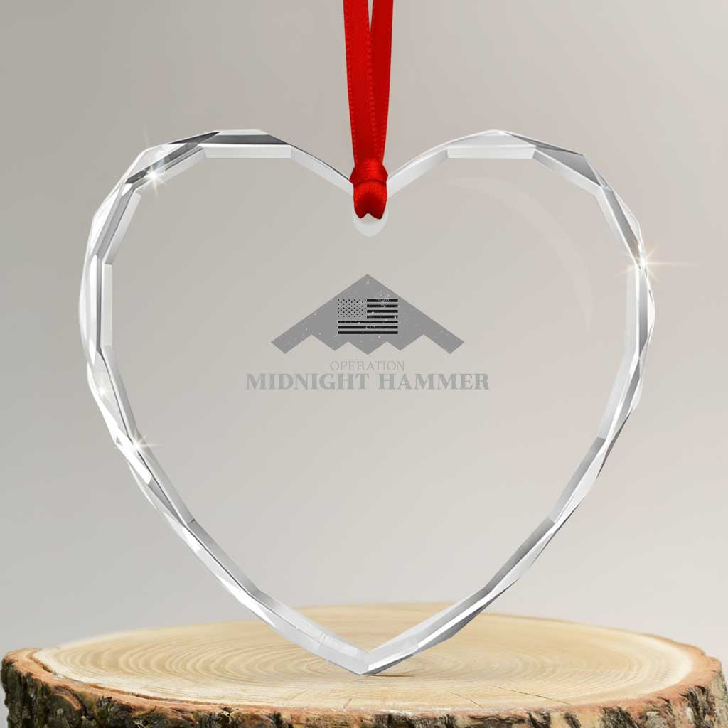 Operation Midnight Hammer Heart Crystal Glass Ornament Stealth Patriot TS02 Transparent Glass 3'' Heart Print Your Wear