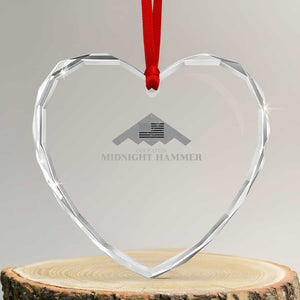 Operation Midnight Hammer Heart Crystal Glass Ornament Stealth Patriot TS02 Transparent Glass 3'' Heart Print Your Wear