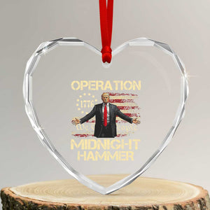 Operation Midnight Hammer Heart Crystal Glass Ornament We The People 1776 American Flag TS02 Transparent Glass 3'' Heart Print Your Wear
