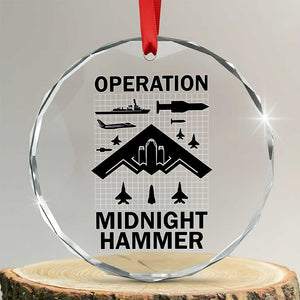 Operation Midnight Hammer Military Crystal Glass Ornament Tactical Warfare Jets Bombers TS02 Transparent Glass 3'' Circle Print Your Wear