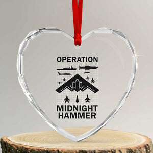 Operation Midnight Hammer Military Heart Crystal Glass Ornament Tactical Warfare Jets Bombers TS02 Transparent Glass 3'' Heart Print Your Wear