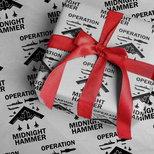 Operation Midnight Hammer Military Wrapping Paper Roll Tactical Warfare Jets Bombers TS02 White Print Your Wear