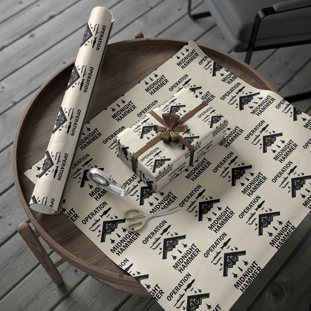 Operation Midnight Hammer Military Wrapping Paper Roll Tactical Warfare Jets Bombers TS02 Beige Print Your Wear