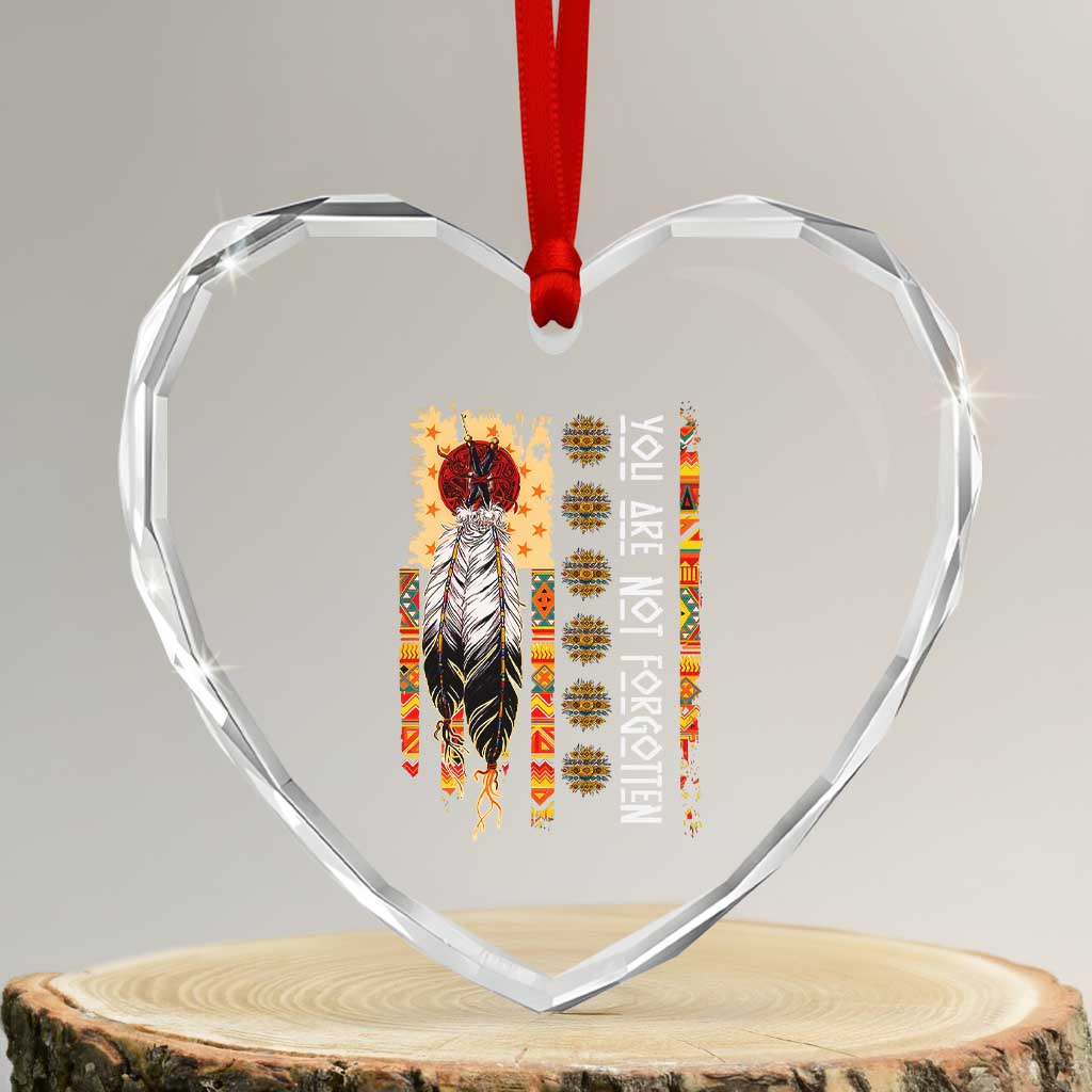 Orange Shirt Day Feather Flag Heart Crystal Glass Ornament You Are Not Forgotten Indigenous Tribute TS02 Transparent Glass 3'' Heart Print Your Wear
