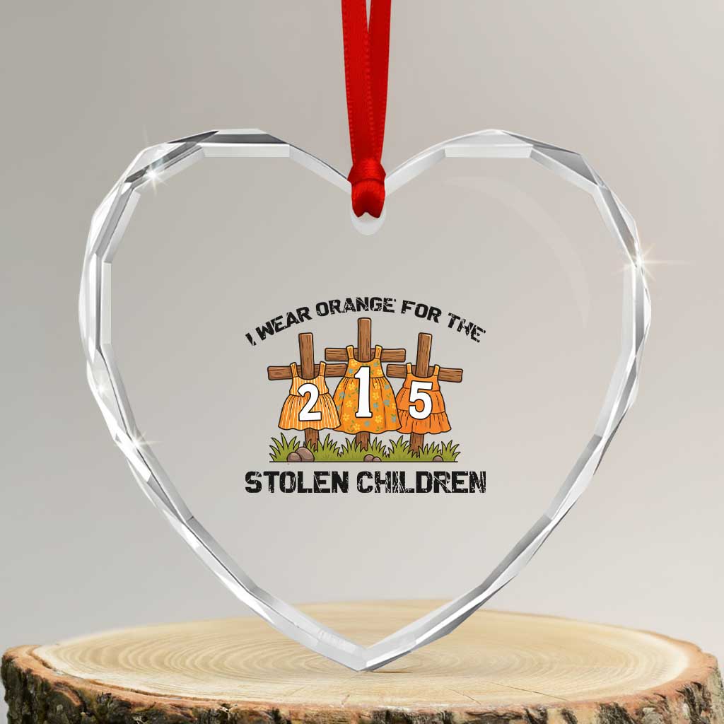 Orange Shirt Day Heart Crystal Glass Ornament I Wear Orange For The 215 Stolen Children TS02 Transparent Glass 3'' Heart Print Your Wear