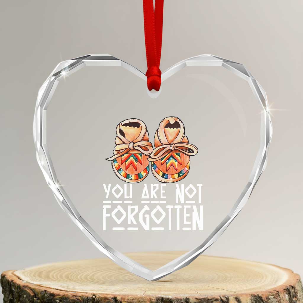 Orange Shirt Day Memorial Moccasins Heart Crystal Glass Ornament You Are Not Forgotten Indigenous Remembrance for Stolen Children TS02 Transparent Glass 3'' Heart Print Your Wear