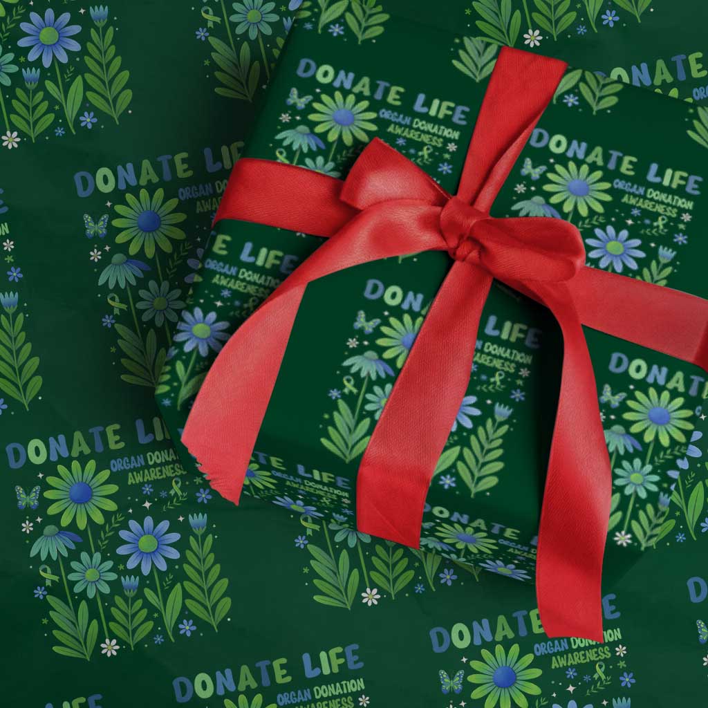Organ Donation Awareness Wrapping Paper Roll Green Ribbon Donate Life Floral TS10 Green Print Your Wear