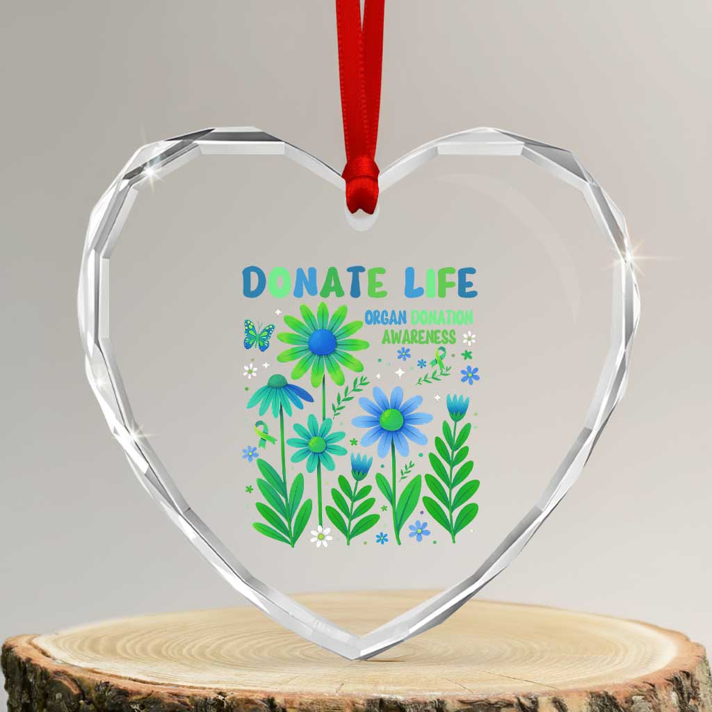 Organ Donation Awareness Heart Crystal Glass Ornament Green Ribbon Donate Life Floral TS10 Transparent Glass 3'' Heart Print Your Wear
