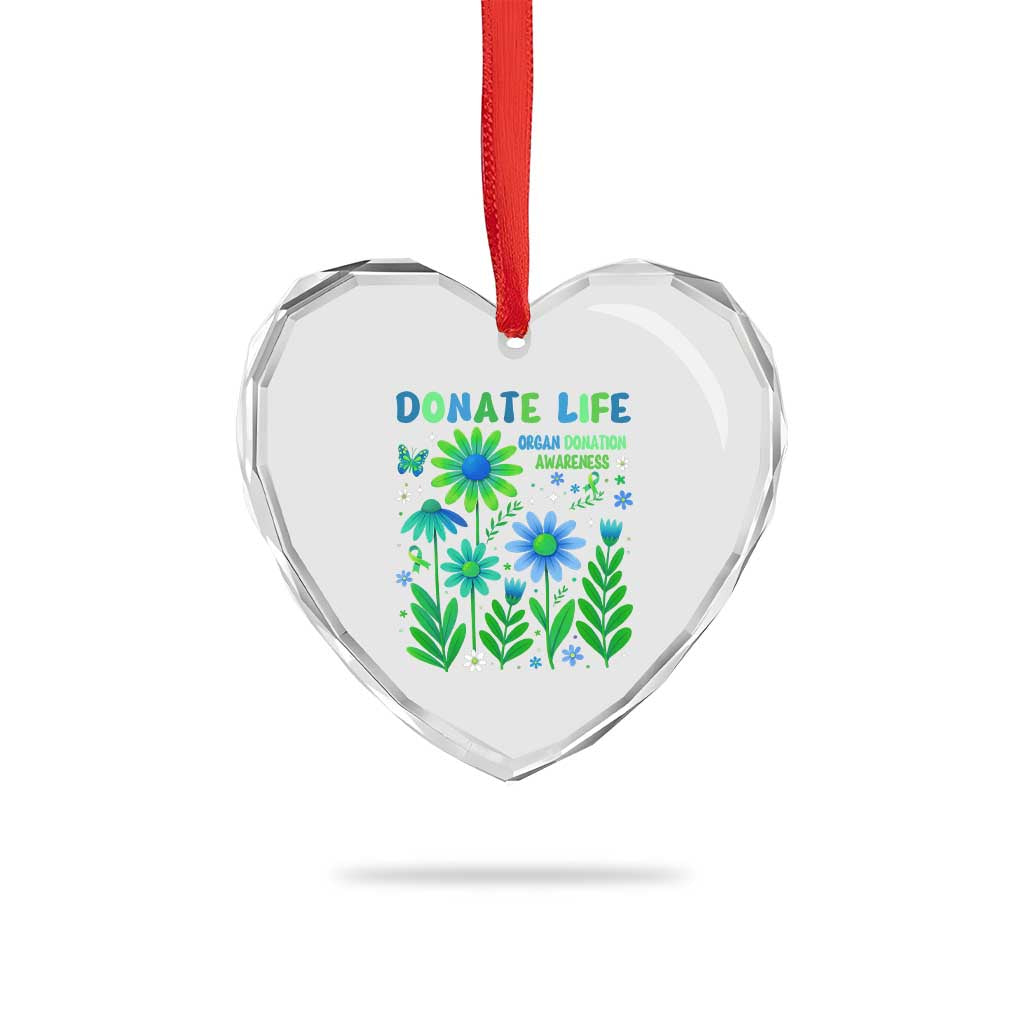 Organ Donation Awareness Heart Crystal Glass Ornament Green Ribbon Donate Life Floral TS10 Print Your Wear