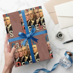 Original Rebels 250 Years of Freedom Wrapping Paper Roll Founding Fathers Patriotic 1776 to 2026 Semiquincentennial TS02 Mocha Print Your Wear