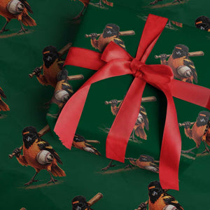 Oriole Baseball Player Wrapping Paper Roll Retro Funny Bird Mascot Baseball Fans TS10 Green Print Your Wear