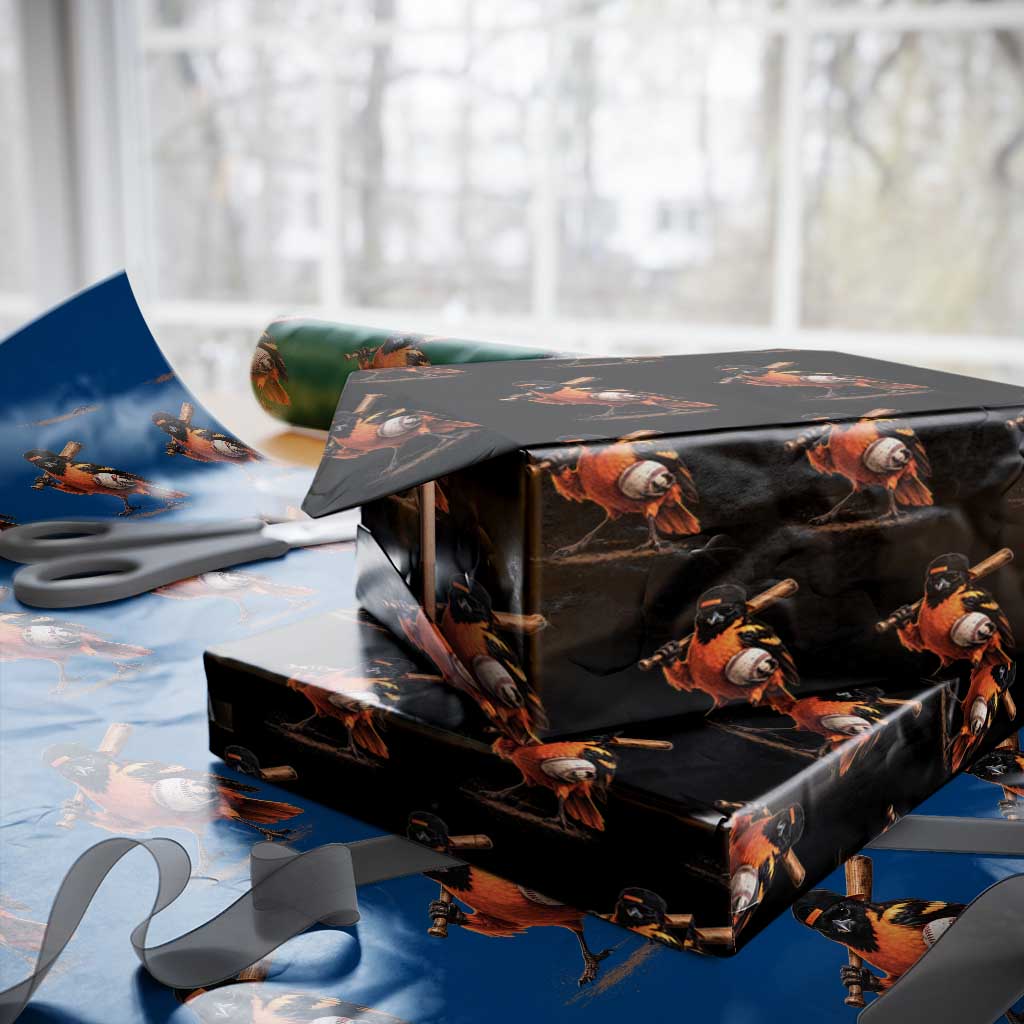 Oriole Baseball Player Wrapping Paper Roll Retro Funny Bird Mascot Baseball Fans TS10 Black Print Your Wear