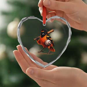 Oriole Baseball Player Heart Crystal Glass Ornament Retro Funny Bird Mascot Baseball Fans TS10 Print Your Wear