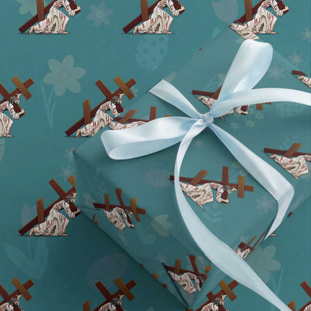Orthodox Easter Jesus Is Carrying The Orthodox Cross Wrapping Paper Roll TS11 Teal Print Your Wear