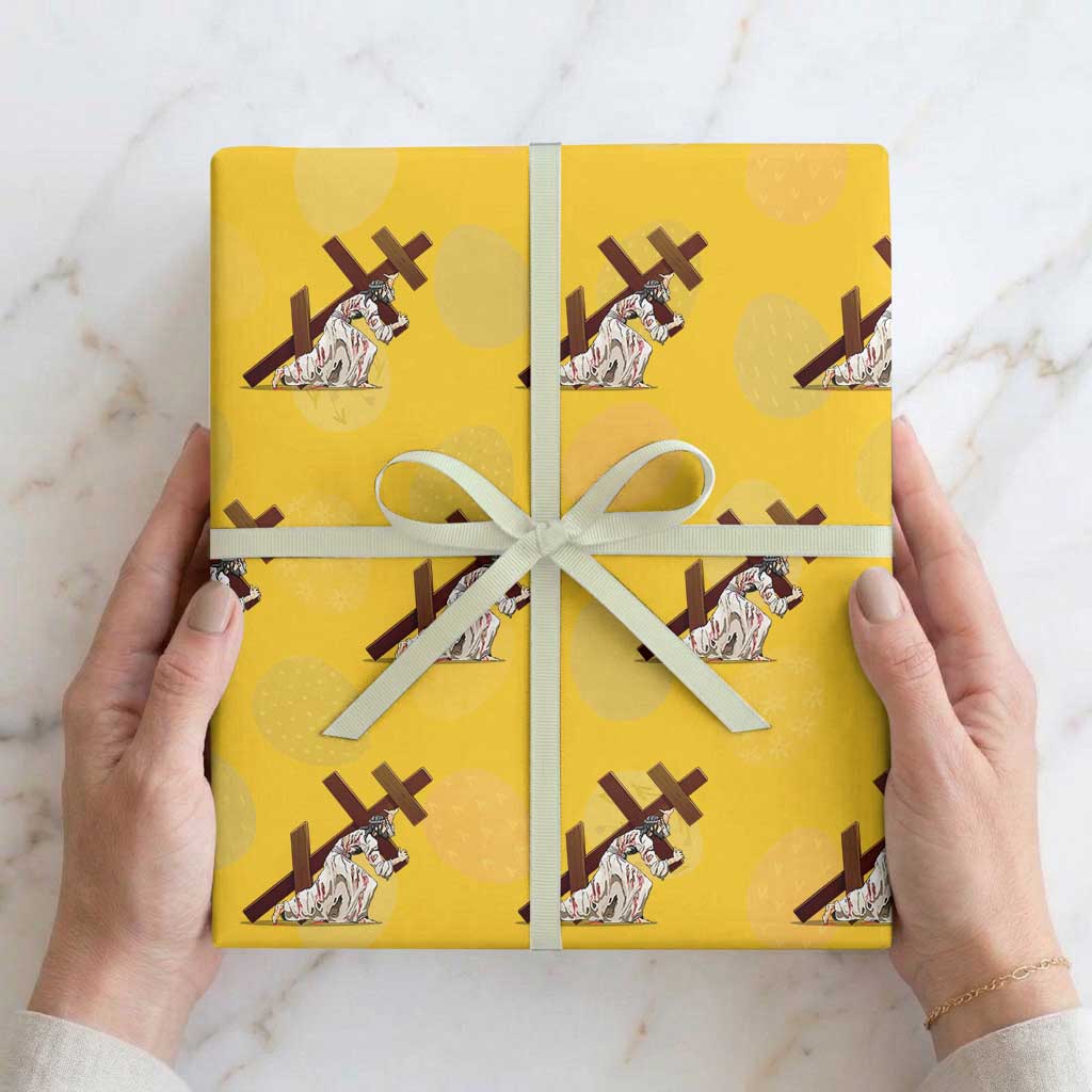 Orthodox Easter Jesus Is Carrying The Orthodox Cross Wrapping Paper Roll TS11 Yellow Print Your Wear