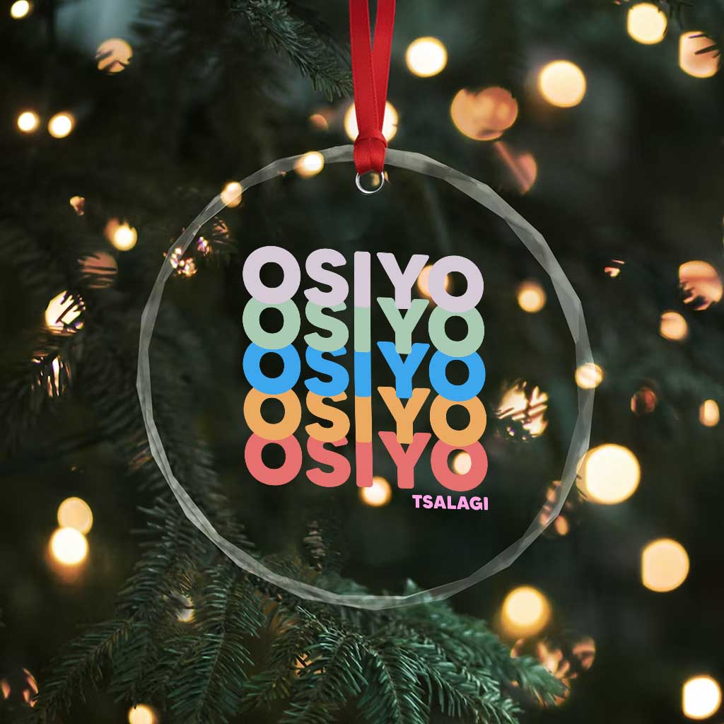 Osiyo Tsalagi Cherokee Native American Pride Crystal Glass Ornament Retro Stacked Typography
