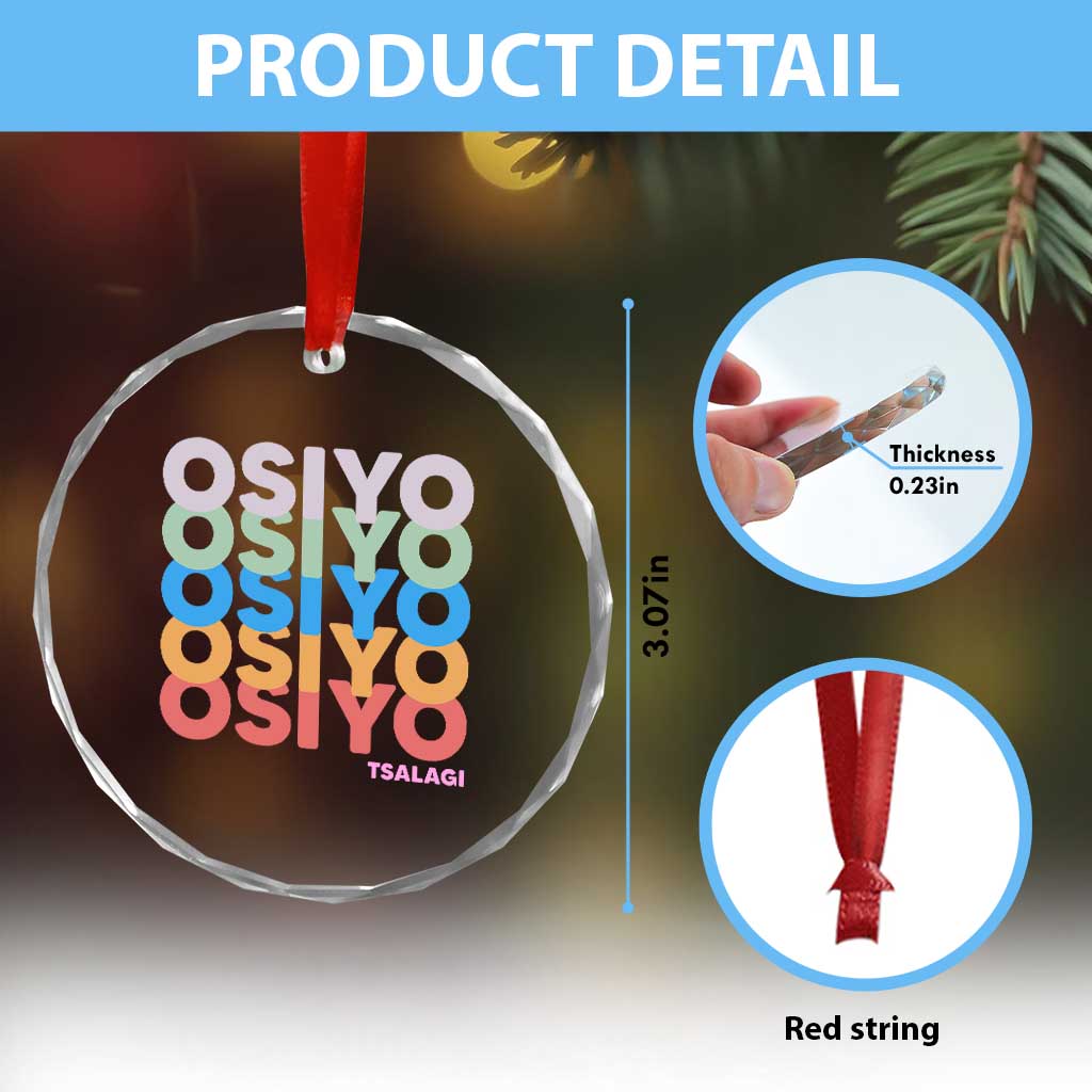 Osiyo Tsalagi Cherokee Native American Pride Crystal Glass Ornament Retro Stacked Typography