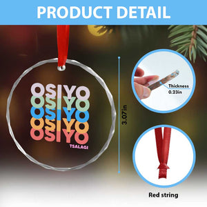 Osiyo Tsalagi Cherokee Native American Pride Crystal Glass Ornament Retro Stacked Typography