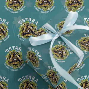 Ostara Balance Rebirth Renewal Wrapping Paper Roll Ostara Pagan Eostre Easter Day Three Hares TS11 Teal Print Your Wear