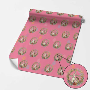 Ostara Blessing Pagan Eostre Easter Day Wrapping Paper Roll Rabbit Bird Wiccan Pentagram TS11 Pink Print Your Wear