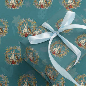 Ostara Blessing Pagan Eostre Easter Day Wrapping Paper Roll Rabbit Bird Wiccan Pentagram TS11 Teal Print Your Wear