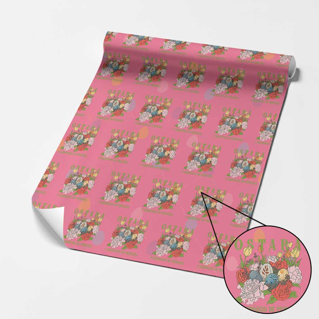 Ostara Eostre Easter Day Wrapping Paper Roll O Equinoccio De Primavera Eggs Flowers TS11 Pink Print Your Wear
