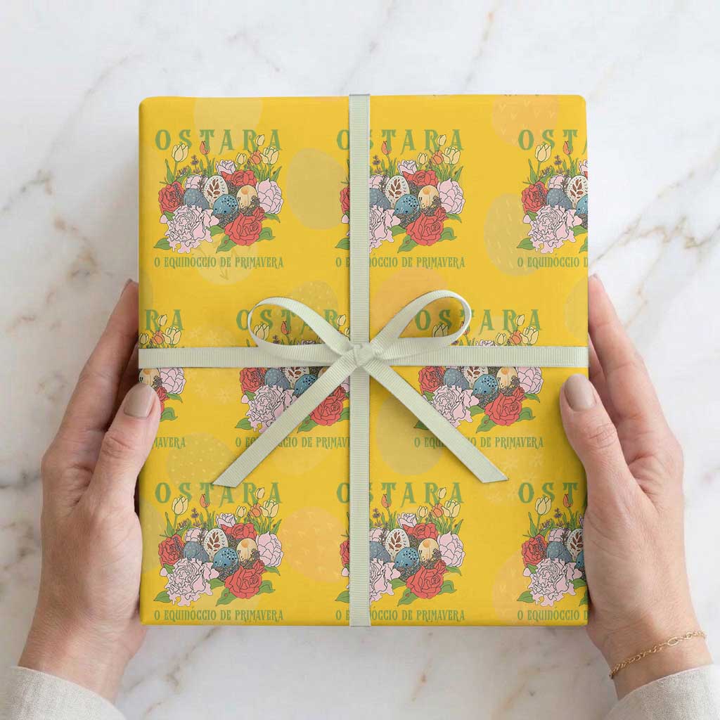 Ostara Eostre Easter Day Wrapping Paper Roll O Equinoccio De Primavera Eggs Flowers TS11 Yellow Print Your Wear