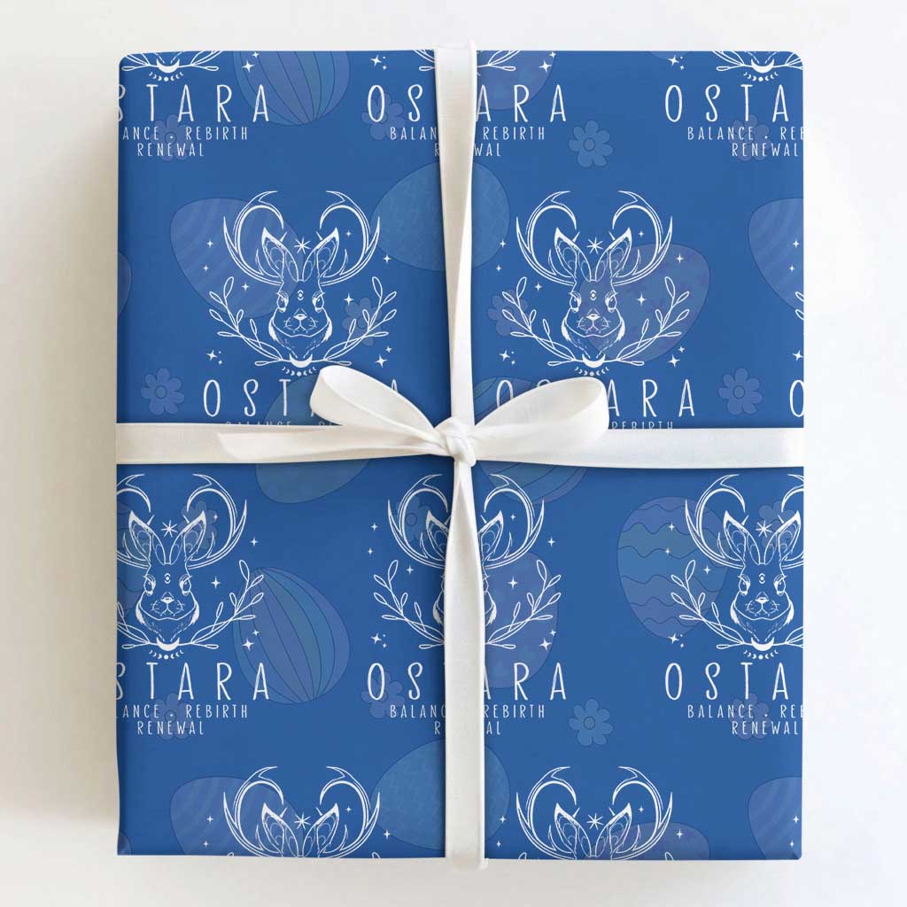 Ostara Pagan Eostre Easter Day Wrapping Paper Roll Balance Rebirth Renewal Bunny TS11 Royal Blue Print Your Wear