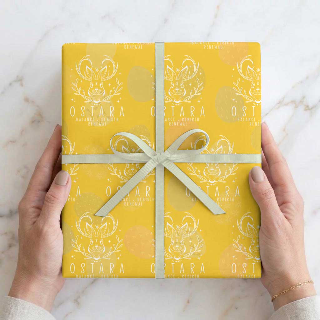 Ostara Pagan Eostre Easter Day Wrapping Paper Roll Balance Rebirth Renewal Bunny TS11 Yellow Print Your Wear