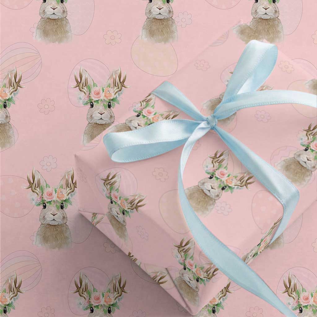 Ostara Pagan Eostre Easter Day Wrapping Paper Roll Rabbit Wolpertinger Spring Equinox Festival TS11 Light Pink Print Your Wear