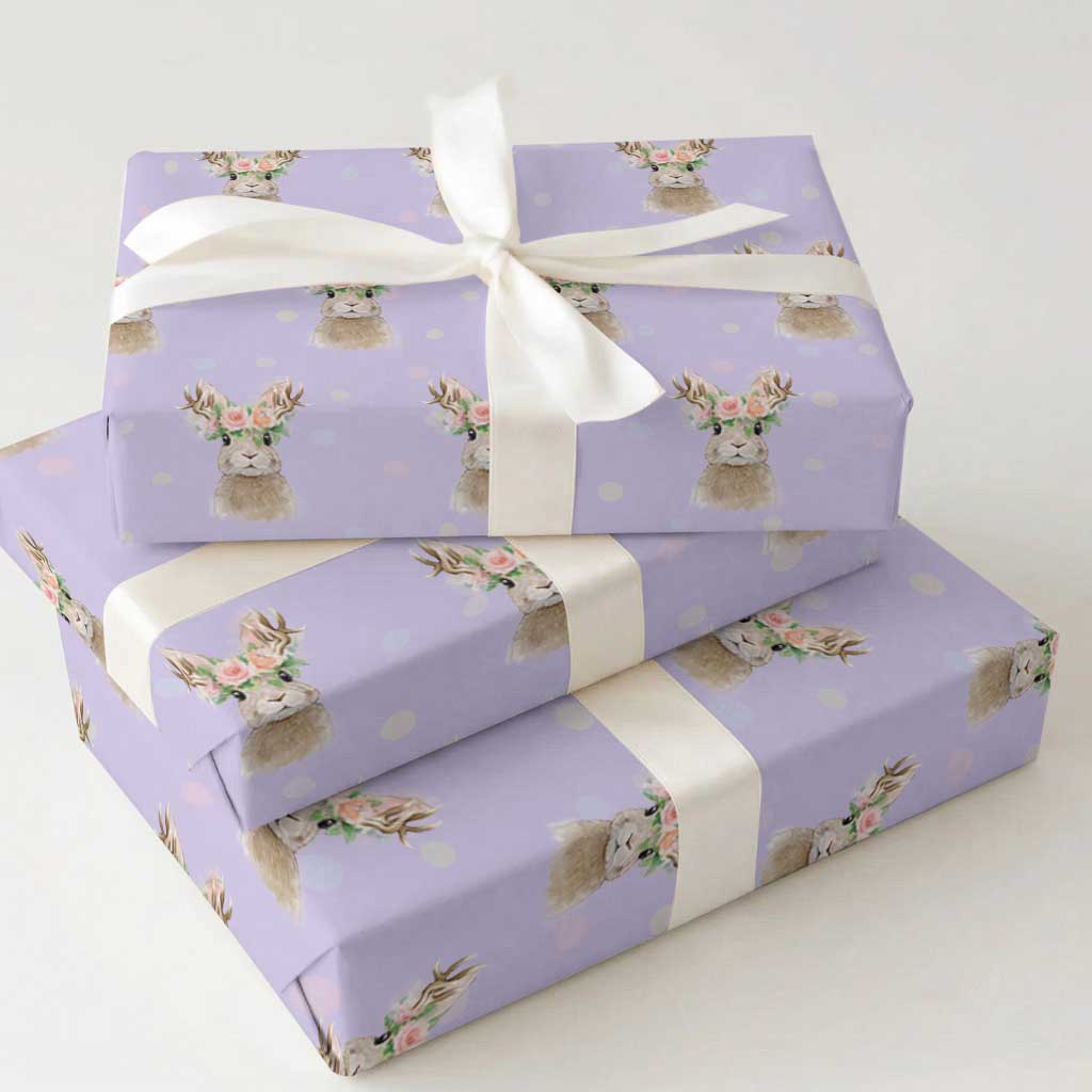 Ostara Pagan Eostre Easter Day Wrapping Paper Roll Rabbit Wolpertinger Spring Equinox Festival TS11 Violet Print Your Wear