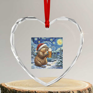 Otter Beer Christmas Heart Crystal Glass Ornament Starry Night Van Gogh TS14 Transparent Glass 3'' Heart Print Your Wear