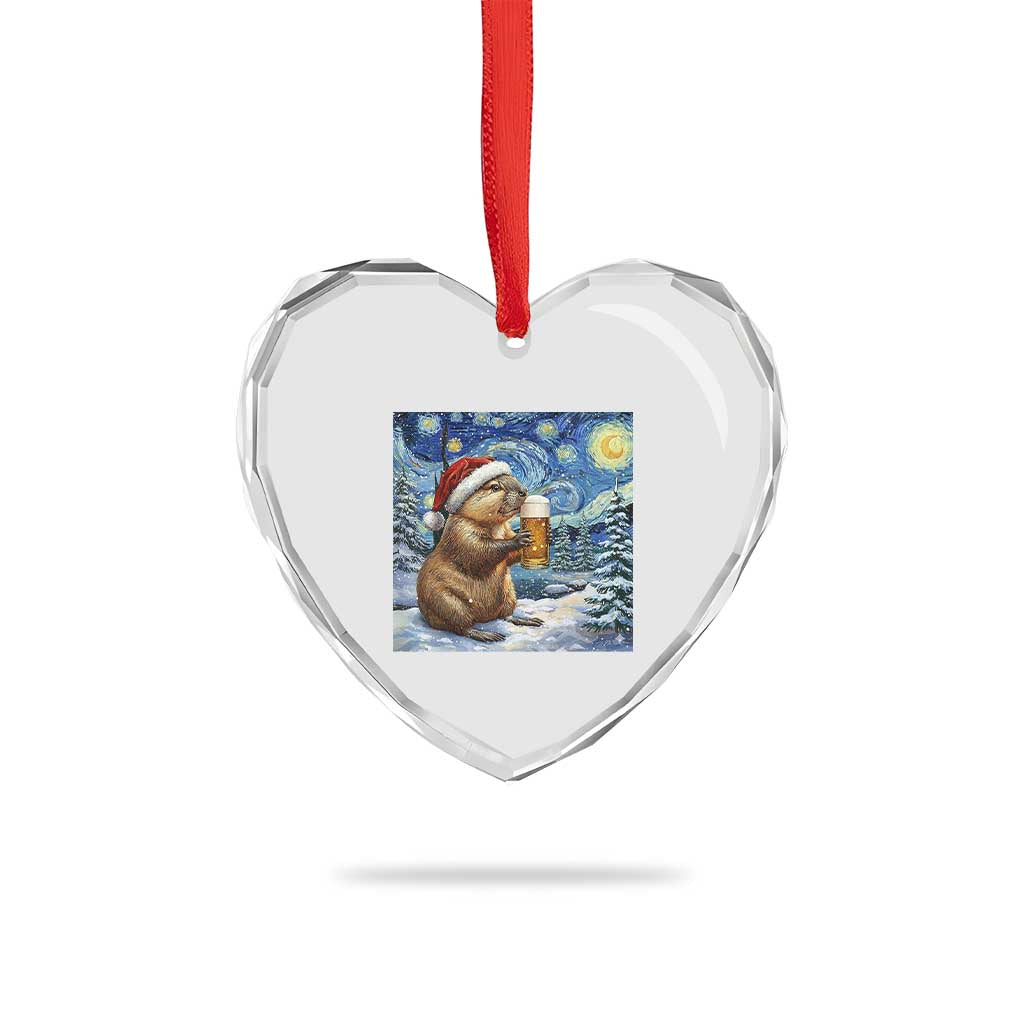 Otter Beer Christmas Heart Crystal Glass Ornament Starry Night Van Gogh TS14 Print Your Wear