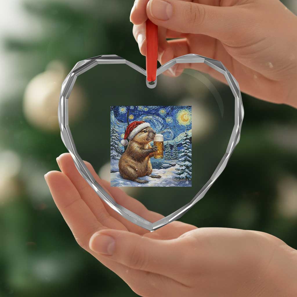 Otter Beer Christmas Heart Crystal Glass Ornament Starry Night Van Gogh TS14 Print Your Wear